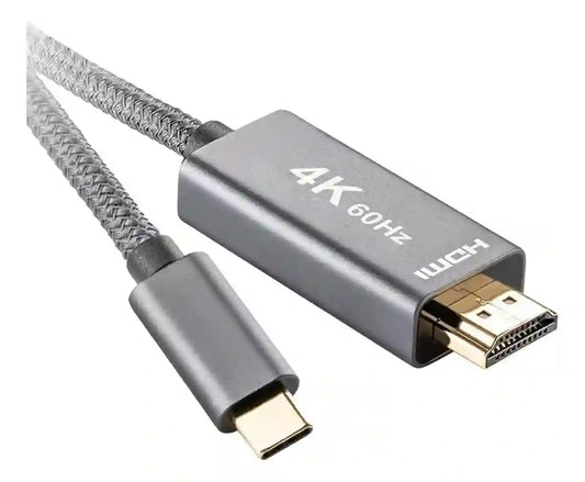 TVPRO™️|Cable Adaptador Hdmi a Tipo C  de 2 metros color gris con Alta resolución 4k 60Hz, Ultra HD.