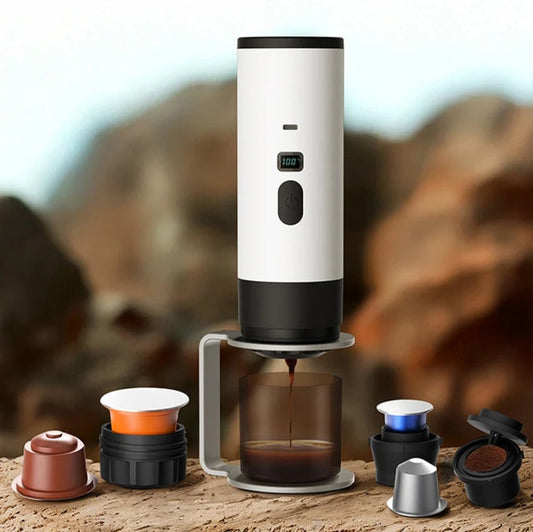 Cafetera Alemana de espresso 3 en 1 portátil, con carga usb| Compatible con Café Molido y Cápsulas NS