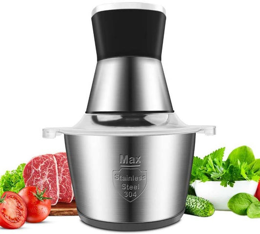 Picadora de Carnes y Alimentos de 2L. En acero inoxidable y tazon de vidrio, super potente 350 w